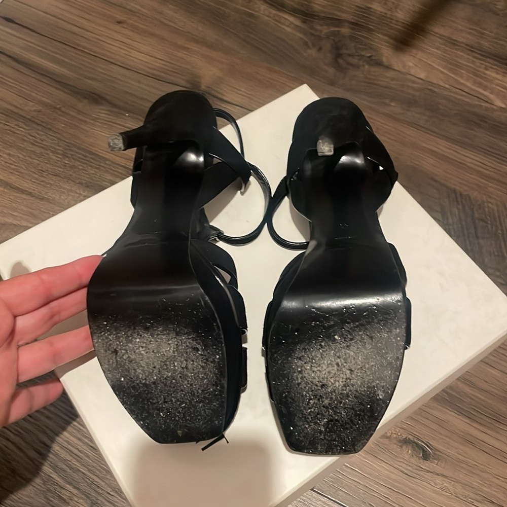 Saint Laurent Tribute Black Platform Heels Sandals size 41, usa 10 - Picture 10 of 16